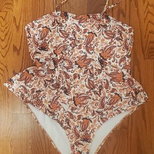 Paisley Peplum Swimsuit